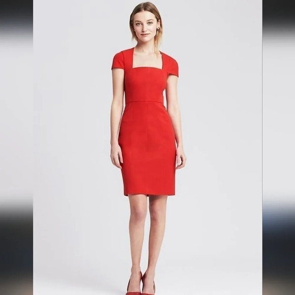 Banana Republic Dresses & Skirts - Banana Republic Sloan Sheath Red Cocktail Dress Small 6 Petite